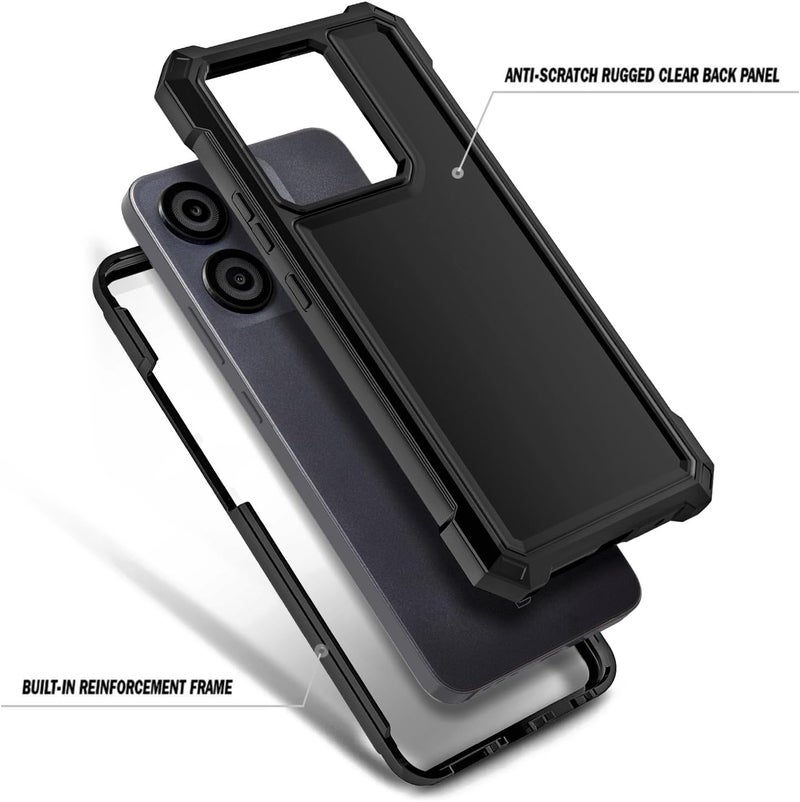 WDHD Designed for BLU View 5 Case, Blu F5 5G Phone Case with [Tempered Glass Screen Protector], Full-Body Protective Shockproof Rugged Bumper Cover Phone Case (Black) - Image 3